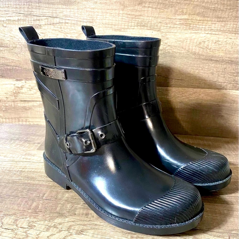 Coach Woman’s Boots Size 6 Rain Boots Black Mid Calf
